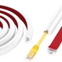 118" Cord Hider Wall, Self Adhesive Silicone Cord Covers for Wires On Wall, Cord Hider for Wall Mount TV, Flexible Cable Cover Raceway Kit for 1 Wire, White (0.59" W x 0.39" H)