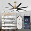 TXCSLY 60 inch Ceiling Fan with Light, Large Ceiling Fans with Remote Outdoor Ceiling Fan Quiet DC Motor, 8 Blades, 6 Wind Speed, Dimmable and Quiet DC Motor for Bedroom Living Room- Black &Gold