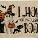 Artoid Mode Ghost Pumpkins Cat Halloween Doormat, I Hope You Brought Boos Spider Web Home Decor Low-Profile Switch Rug Door Mat Floor Mat for Indoor Outdoor 24x35 Inch