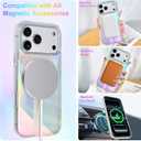 Cute Case for iPhone 17 Pro Max Case for Women Girls [ Compatible with Magsafe ] Clear Glitter Girly Aesthetic Rainbow Sparkly Bling Magnetic Phone Cover, Iridescent Geometry