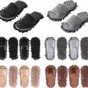 HooLing 10 Pairs Unisex Microfiber Mop Slippers for Floor Cleaning Washable Detachable House Mop Shoes Indoor Dirt Dusting Mopping Slippers for Women Men Home Office Kitchen, 4 Colors (Medium)