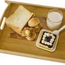 Bamboo Serving Tray Rectangle Platter Breakfast Dinner Food Bed Tray for Eating Kitchen Restaurants (1, 17.3" x 11.8" x 1.2" (with Handle))