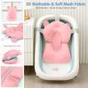 Colorlife Baby Bath Seat Support Net Infant Bathing Seat Support Mat, Comfortable Adjustable Non-Slip Three-Pointed Baby Shower Net Bathtub Sit Up Mesh for Newborn 0-12 Months-Pink(No Bathtub)