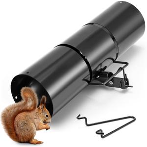 Qualirey Tube Squirrel Trap Rust Resistant Trap 4.5'' in Diameter with a Setting Tongs for Backyards Patios Gardens, Safe and Effective Pest Control Commercial and Residential Use(1 Pcs, 15 Inch)