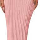 PRETTYGARDEN Summer Dresses for Women Formal Off The Shoulder Midi Bodycon Ribbed Knit Spring Wedding Guest Dress (Pink,Large)