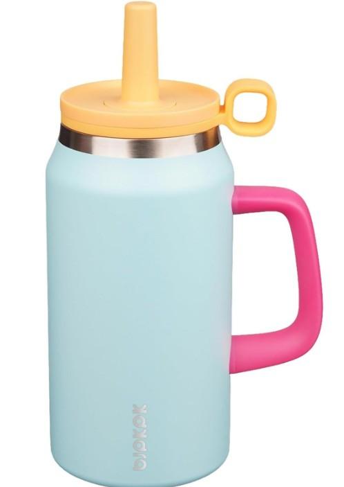BJPKPK 50oz Insulated Tumbler with Handle Stainless Steel Travel Coffee Mug with Lid Reusable Large Water Bottle with Straw,Sky Blue