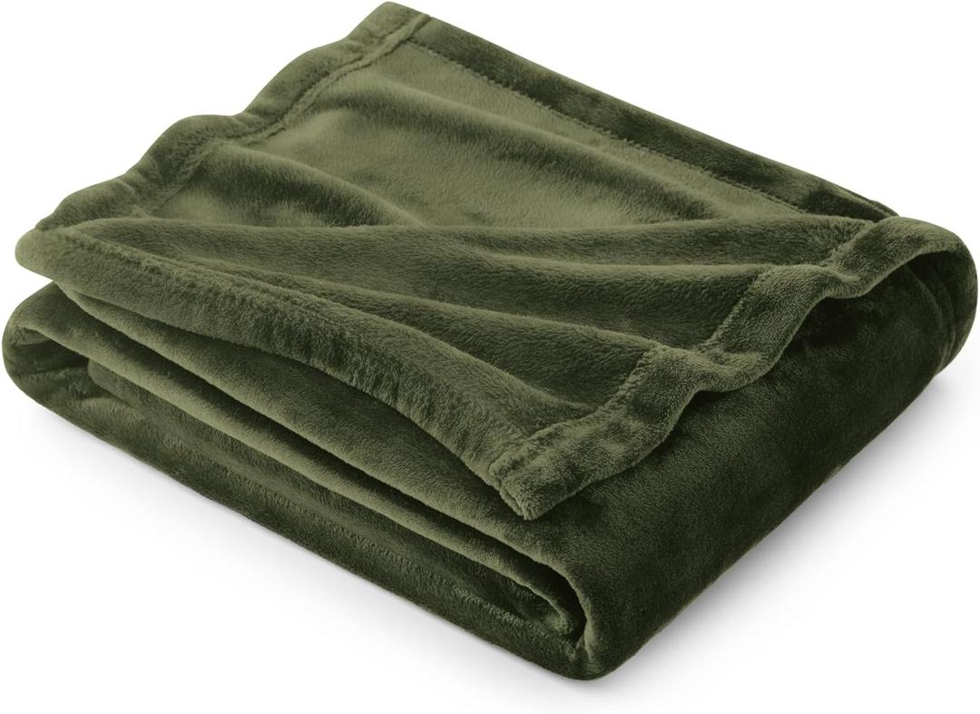 Bedsure GentleSoft Fleece Throw Blanket Olive Green - 300GSM Blankets for Couch, Sofa, Bed, Soft Lightweight Plush Cozy Throws for Toddlers, 50x60 inches