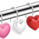 12 Pieces Heart Shaped Shower Curtain Hooks, Decorative Valentines Day Curtain Hooks,Stainless Steel Rust Resistant Curtain Rings, Red, Pink, White (Colorful)