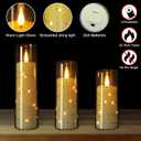 Flameless Candles with Remote Timer, Embedded String Lights Candles Acrylic Flickering, Battery Operated LED Pillar Candles, 7 Pcs Unbreakable, Black, 2.3x5/5/5/6/6/7/7 inches