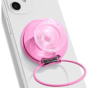 On The Grip Compatible with Magsafe Ultra-Thin Collapsible Phone Grip Sleek Magnetic Phone Holder for iPhone & Android, 360 Rotation, Wireless Charger Compatible, Durable & Portable (Pink)