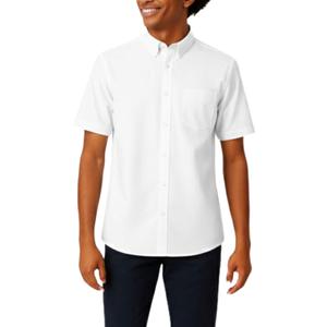 French Toast Men's Short Sleeve Classic Poplin Dress Shirt (Medium, White)