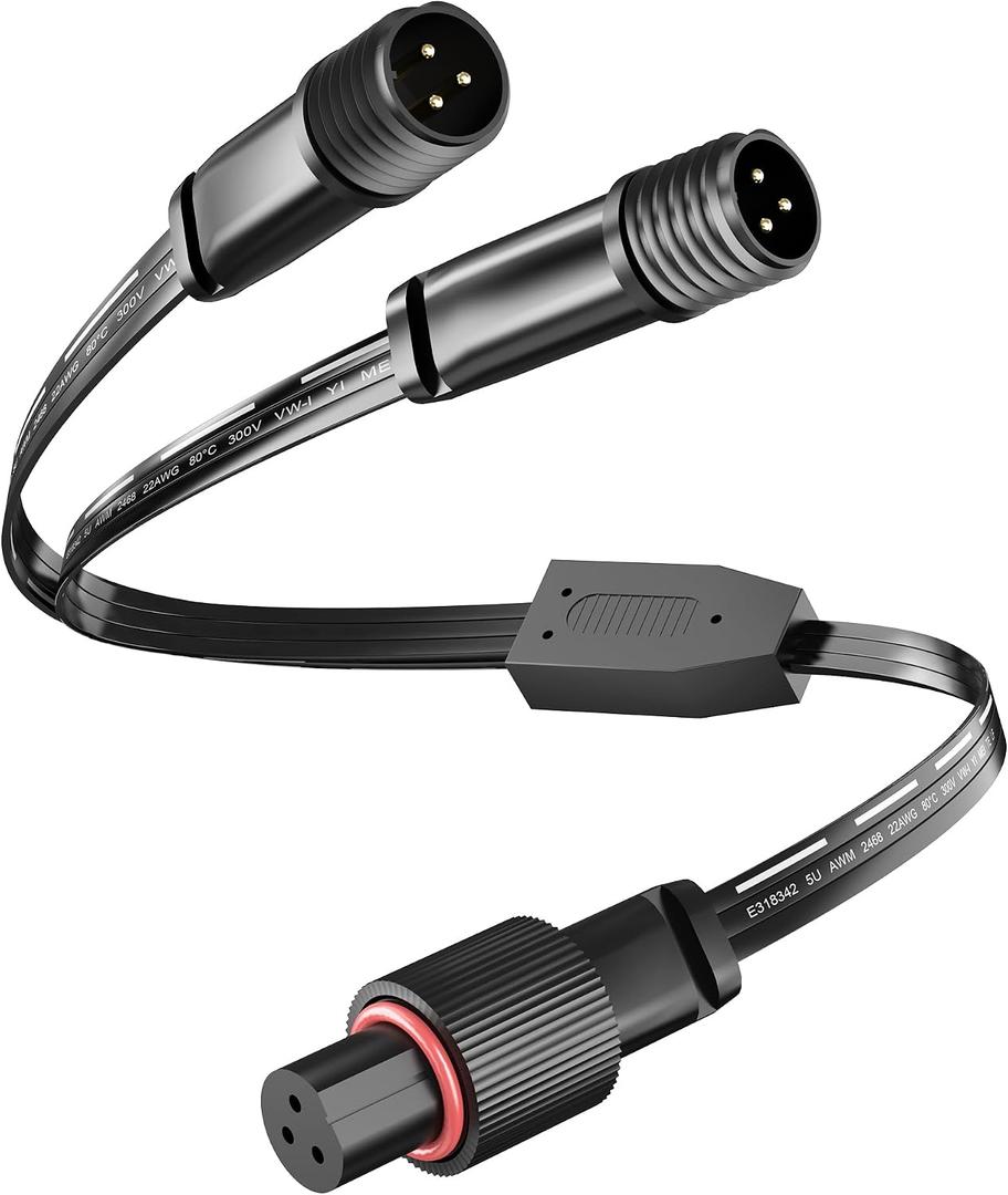 Y-Splitter Extension Cable for Govee Permanent Outdoor Lights 2, Deck, Dots Lights, Y-Shaped Extension Cable (1 Female to 2 Male) Compatible with Govee H705D H705E H705F, H7067 H7068 H7069-Black