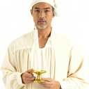 5 Pcs Men's Pajama Set Adult Nightshirt Night Sleeping Cap Gloves Candle Holder and Candle for Halloween Christmas (3X-Large, Beige-white)