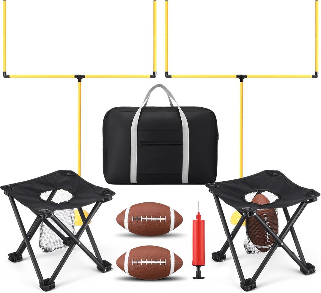 Realspring 2 Set Football Goal Post Yard Football Chairs Outdoor Games Outdoor Toss Goal Post Set for Backyard, Beach, Park, Tournaments, Sports Training