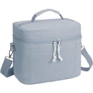 HowFly Lunch Bag Women Lunch Box for Women Cute Corduroy Insulated Lunch Bag Adult Large Cooler Lunch Tote Bags for Work Picnic Beach, Blue