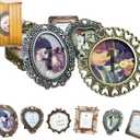 6 Pcs One-Inch Vintage Picture Frame, Assorted Colors Tiny Metal DIY Photo Frames, 1" x1 1/2" Antique Mini Picture Frame (Random Colors Random Shapes)