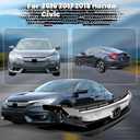 Front Bumper Grille for 2016 2017 2018 Honda Civic, Black with Chrome Molding Front Upper Hood Grill Replacement Part