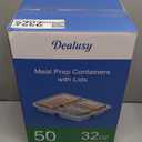 50 Pack (100-Piece) 32 oz Meal Prep Containers Reusable with Lids 3-Compartment, To Go Take Out Plastic Food Storage Containers, Sturdy Leakproof Food Safe, Microwave Freezer Dishwasher Safe, Blue