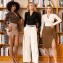 MANGOPOP Henley Bodysuit for Women Button Down Long Sleeve Tops Body Suits Dressy Blouse Casual (Brown, XL)