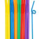 GUSTO [200 Pack] 10.02" High Long Flexible Straws, Disposable Plastic Drinking Straws - Assorted Colors (Formerly Comfy Package)