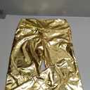 Loxdonz Women Wet Look Shiny Metallic Leggings Liquid Waist Stretch Pants (XX-Large, Gold)