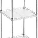 SONGMICS 3-Tier Bathroom Shelf, Storage Rack for Small Space, with 3 PP Shelf Liners, Removable Hook, Extendable Design, Silver and Translucent ULGR103E01