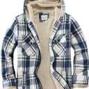 Women's Full Zip Fleece Flannel Jacket Plaid Sherpa Lined Jacket for Women (X-Large, Blue)