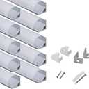 hunhun 10-Pack 3.3ft/1Meter V Shape LED Aluminum Channel System with milky Cover, End Caps and Mounting Clips, Aluminum Profile for LED Strip Light Installations, Very Easy Installation