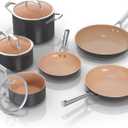 Ninja Pots and Pans Set Non Stick | Extended Life Premium Ceramic Cookware Set | 9-Piece Nonstick | PTFE Free | Oven Safe to 550F | Induction Compatible | Frying Pan x3 | Cooking Pot x3 | CW99009
