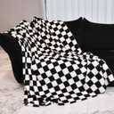 MERRYLIFE Checkered Throw Blanket Knitted Double-Side Checkerboard Grid Ultra-Plush Soft Fuzzy Cozy Blanket for Couch Chair Bed Travel (Black&White-1, 60x90inch)