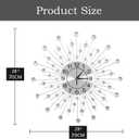 28 Inch Silver Crystal Large Modern Metal Starburst Decor, Bling Crystal Wall Clock for Kitchen Office Bedroom Living Room Decorative