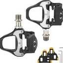 ROCKBROS Road Bike Pedals Lightweight Clipless Bicycle Pedals with Cleats Set Compatible with SPD-SL System (Black-alloy body)