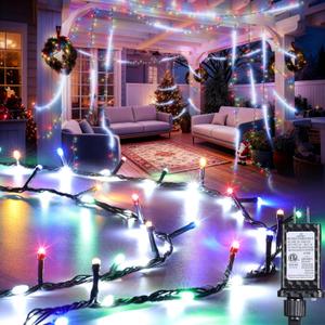 iBaycon Christmas String Lights, Connectable 20FT 240LEDs Water Flowing Lights Outdoor Waterproof, 14 Modes Fairy Light String for Garden Party Christmas Holiday Decorations (Green Wire)