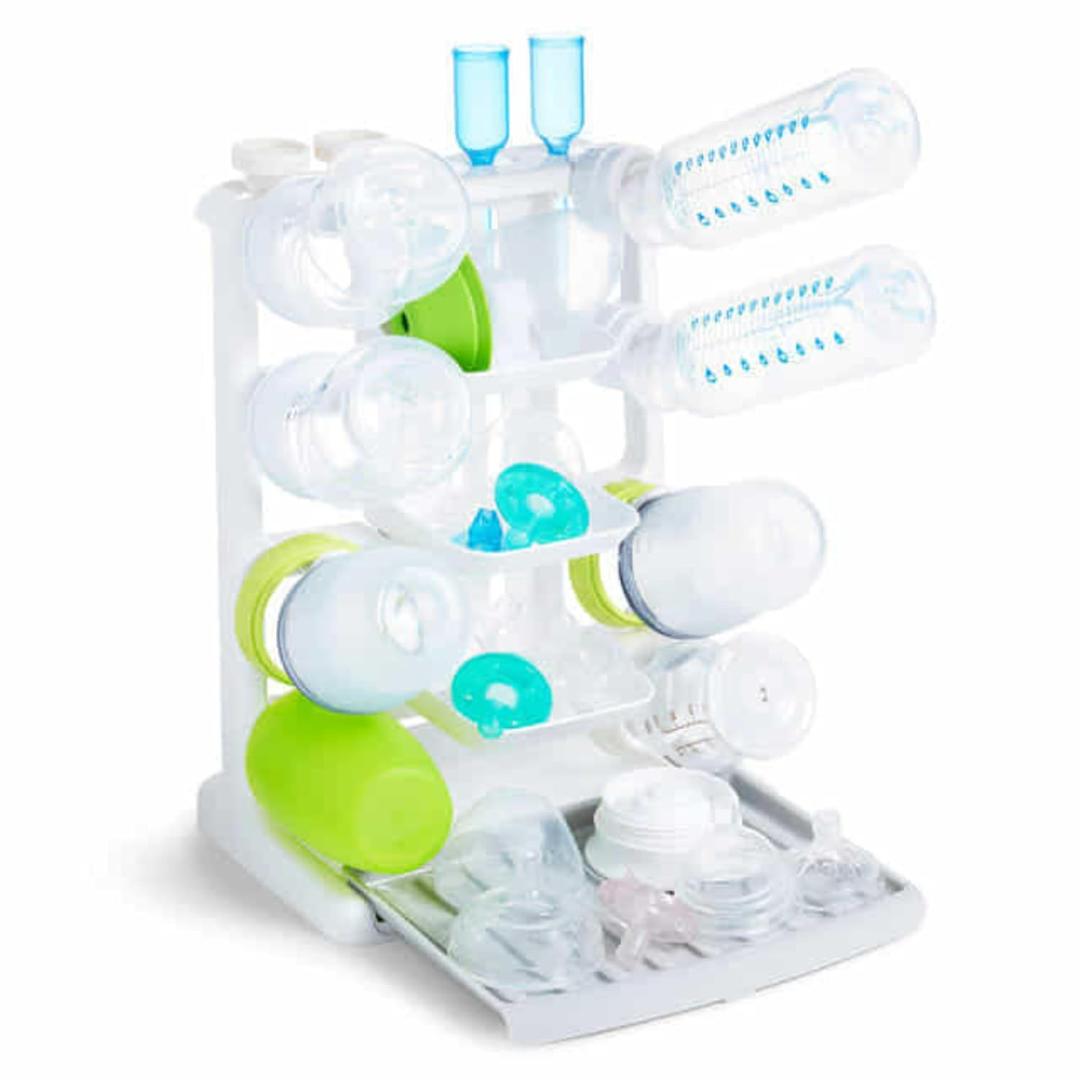 Munchkin Tidy Dry Space Saving Vertical Bottle Drying Rack for Baby Bottles and Accessories, White (1 Count (Pack of 1)