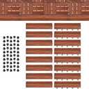 PrimeZone 16 PCS Solid Acacia Wood Border Trim for Interlocking Deck Tiles - 12" L Waterproof Side Pin End of Outdoor Flooring, Loop End Piece for Decking Floor, Brown