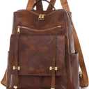 PU Leather Backpack Purse for Women Fashion Multipurpose Design Handbag Ladies Shoulder Bags Travel Backpack (Brown)