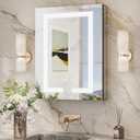 TokeShimi 20x26 Lighted Medicine Cabinet Mirrored Surface Mount 3 Color Dimmable, Anti-Fog Recessed Medicine Cabinet Mirror with Light and Outlet, 2-Side Led Bathroom Mirror with Storage