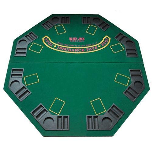 Brybelly 48" Green Octagon Folding Poker and Blackjack Table Top with Carrying Case