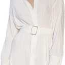 Women Shirt Dresses Long Sleeve Pleated Mini Dress Casual Button Down Tunic Tops with Belt Vintage Streetwear, (Small)