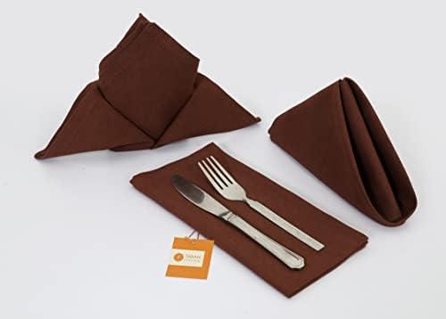 TARAN LIVING Thick Cotton Cloth Napkin Set Christmas Cloth Napkins Washable Dinner Pure Cotton Napkin Set Table Cloth Reusable Perfect and Home Decor - Brown, Set of 12, 18x18 Inch