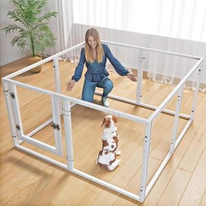 Clear Acrylic Dog Playpen, Indoor Pet Fence with Clear Panels, Easy to Assemble & Clean, Suitable for Rabbits, Cats, Hedgehogs, Small Dogs (39 Inch, 8 Panels)