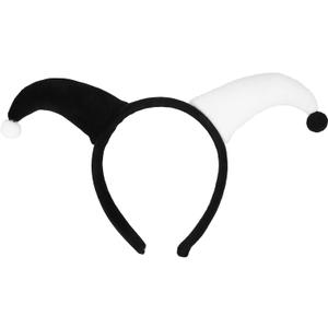 Black White Clown Headband Clown Plush Hat Decoration Halloween Costume for Parties and Costume Events Comfortable and Stylish Accessory 30.00X16.50X2.00CM