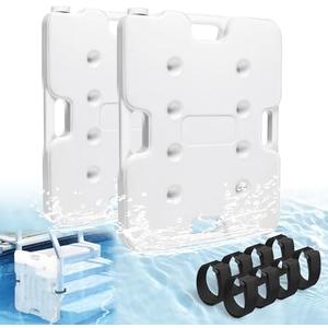 2PCS 27" x 15" Extra Large Swimming Pool Ladder Weights, HDPE Swimming Pool Step Weights Holds 90lbs, Pool Weights for Ladders for Easy Step System, Pool Ladder Weights for Above Ground Pool