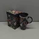 TZSSP Coffee Ceramic Mug Porcelain Latte Tea Cup With Lid 17oz,Novelty Coffee Mugs for Men Women Office & Home Blue