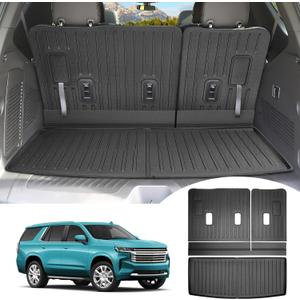 Cargo Mats for 2022-2025 Chevy Tahoe/GMC Yukon Trunk Mat with Backrest Mat All Weather Rear Seat Back Cargo Liners for 2022 2023 2024 2025 Chevrolet Tahoe/GMC Yukon Accessories Only