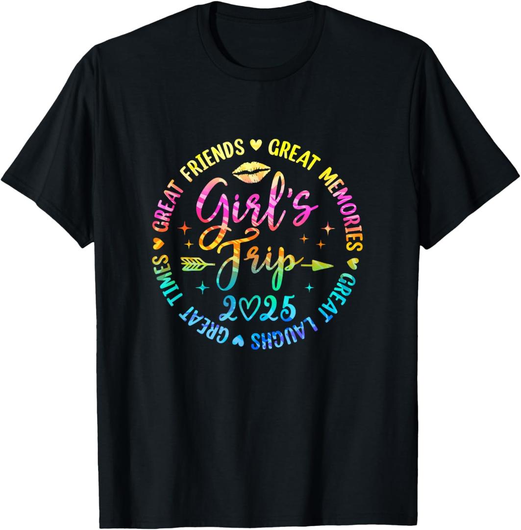 Girls Trip 2025 Great Friends Laughs Memories Times Summer T-Shirt, Dark Grey XL