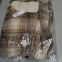 GAP Men's Long Sleeve Hooded Flannel Button-Down Shirt, Khaki Black Plaid, Large (L)