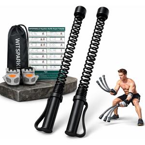 2PCS Ropeless Battle Ropes for Home Gym, Portable Cordless Workout Ropes with Gloves, Bag & Tutorial, Low-Impact HIIT Fitness Equipment for Full Body Cardio and Strength Training