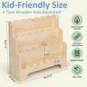 Tohiasen Kids Bookshelf Wooden 3-Tier, Scalloped Book Shelf for Kids Rooms, Front Facing Toddler Montessori Bookshelf, Baby Nursery Book Shelves Kid Classroom Book Shelf Bookcase