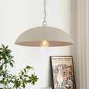 Dome Chandelier with Concrete Shade, Rustic Modern Pendant Light for Dining Room, Industrial Hanging Light Fixture for Entryway Farmhouse Foyer